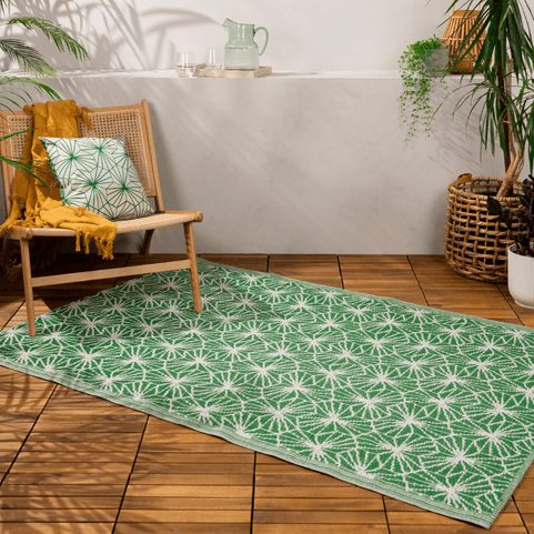 green hexa outdoor rug