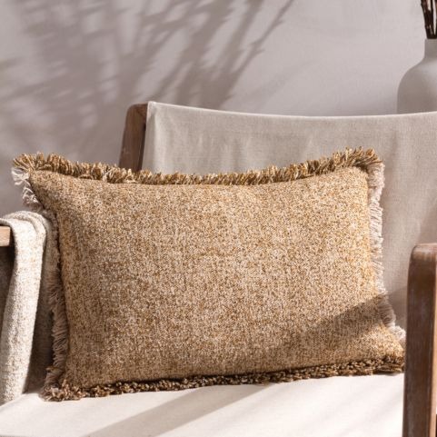 textured cushion in biscuit