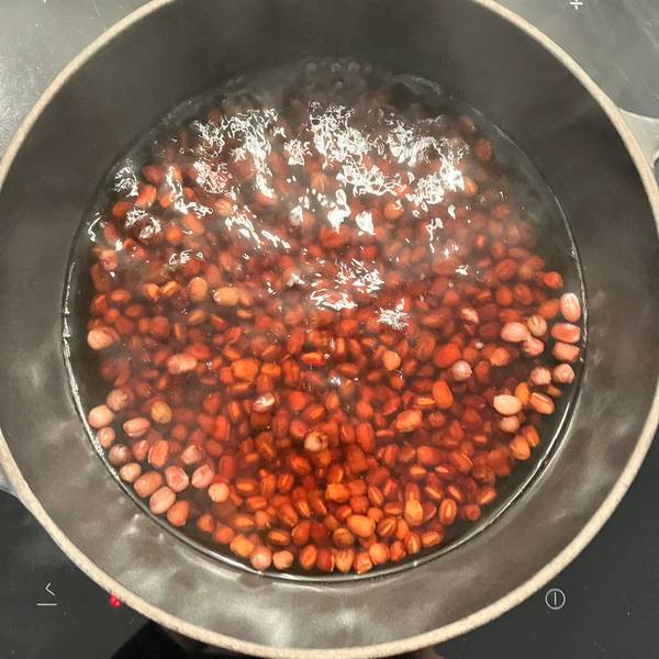 bringing water to a boil and simmering the beans