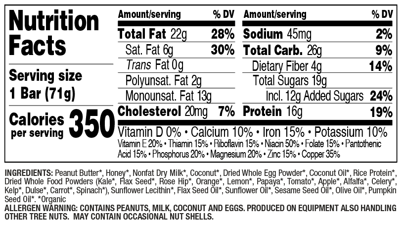 Coconut Peanut Butter nutritional information