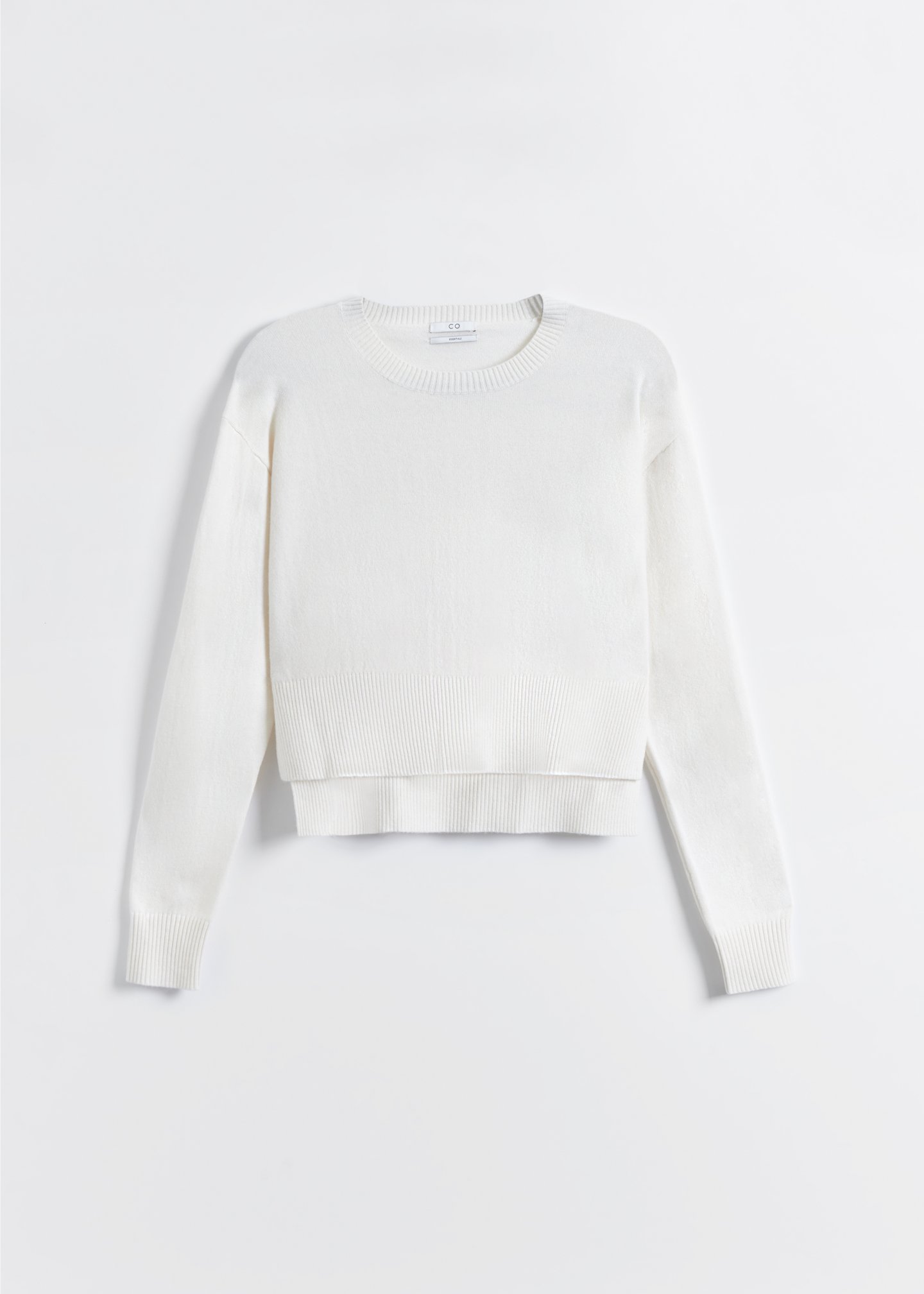 CO - Crewneck Ribbed Sweater in Wool Cashmere - Ivory