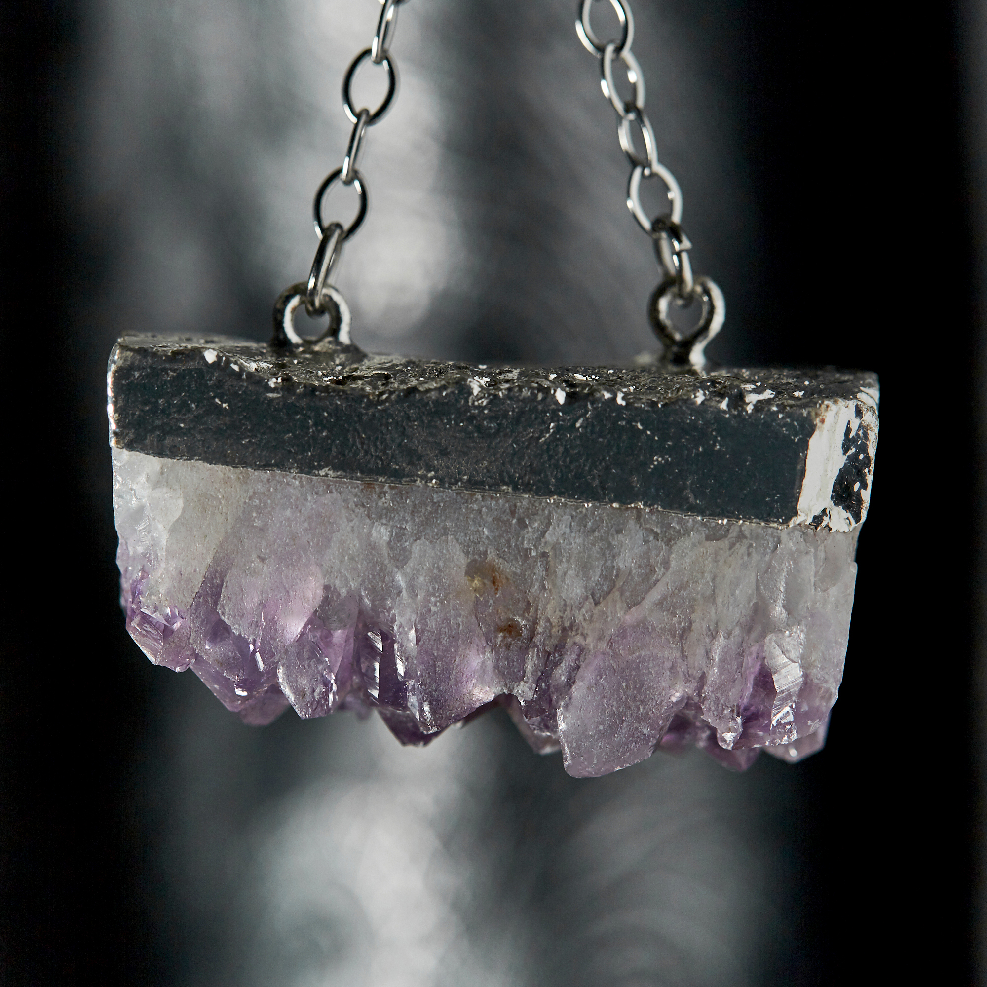  Amethyst & Silver Sattle Ohrgewichte (Paar)