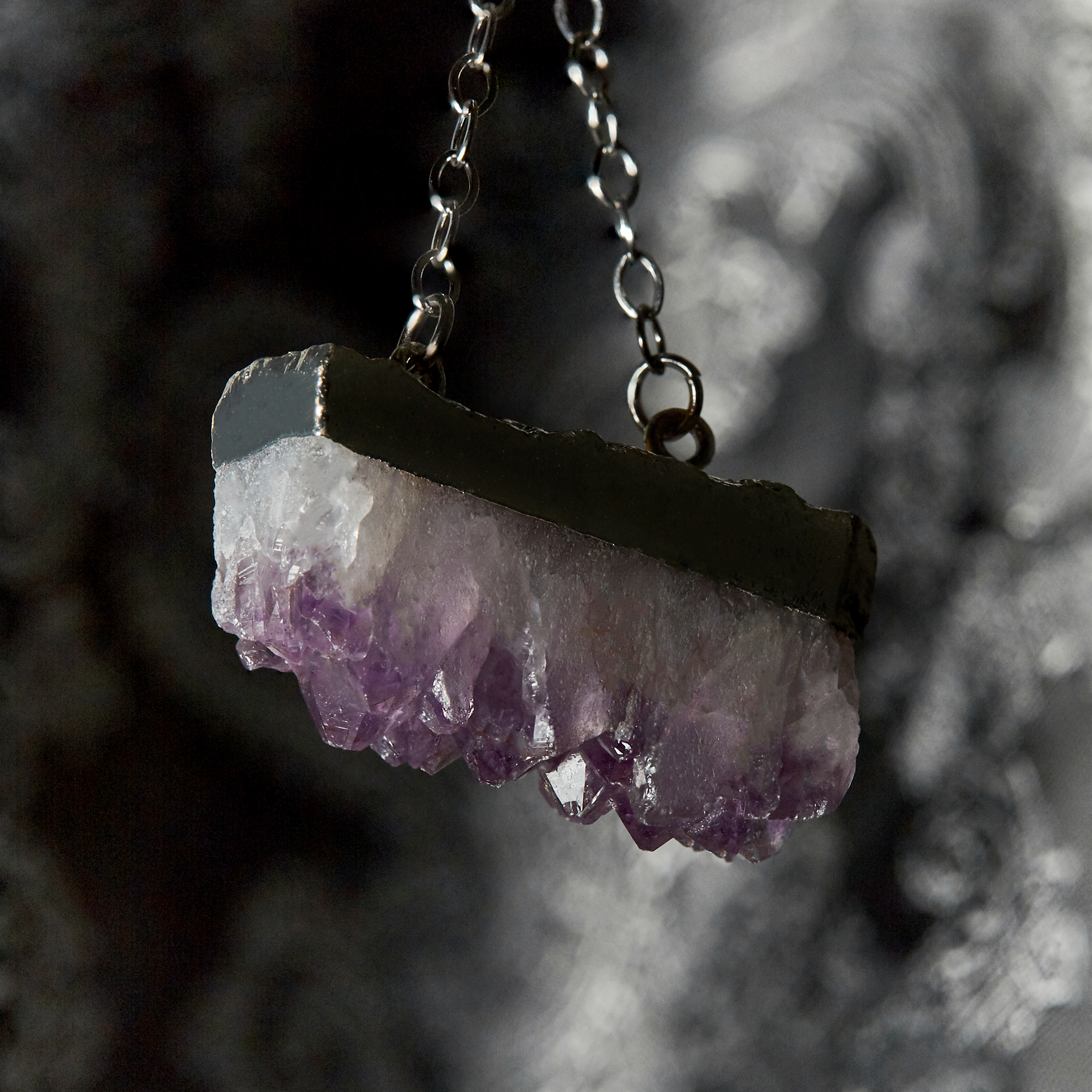 Amethyst & Silver Sattle Ohrgewichte (Paar)