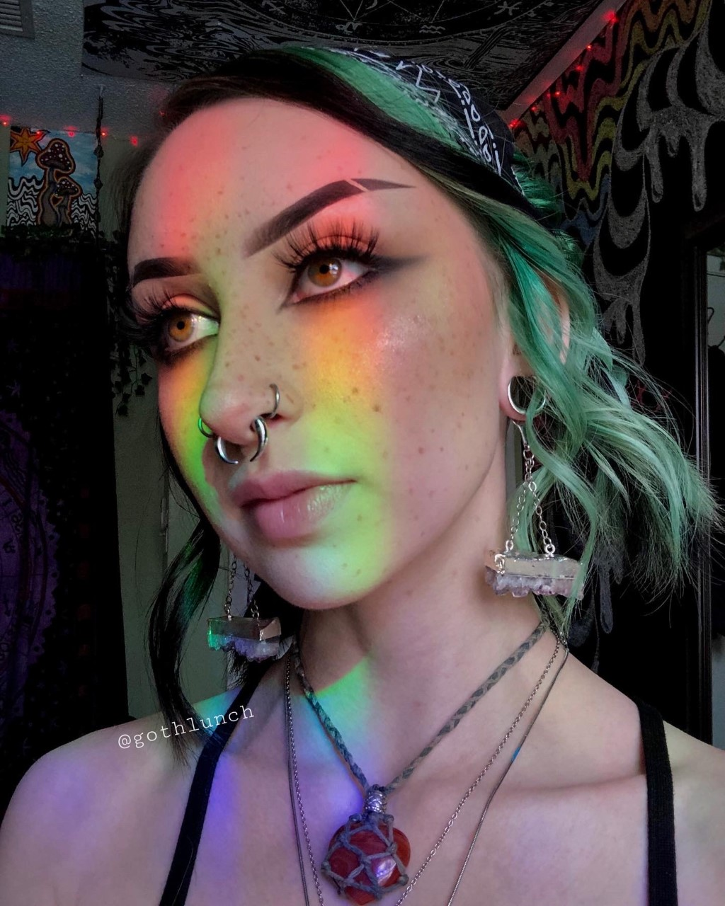 girl wearing great  Amethyst & Silver Saddle Ear Weights (Pair)