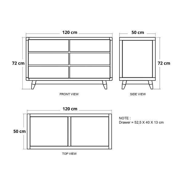 Vintage Chest - European Oak dimensions mobile