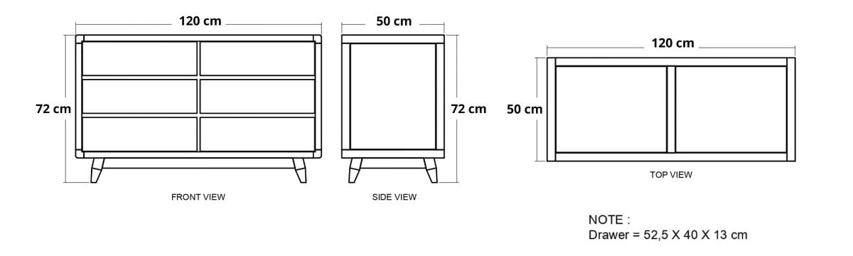 Vintage Chest - European Oak dimensions desktop