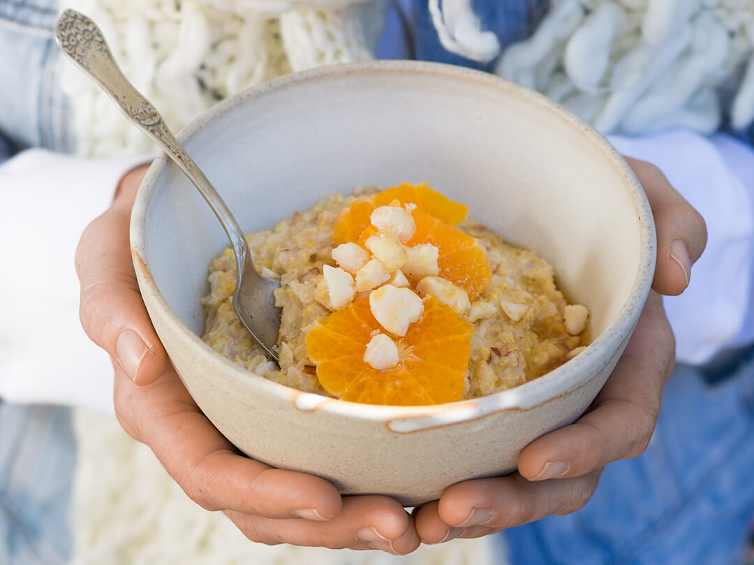 Gluten Free Porridge with Mandarin & Macadamias