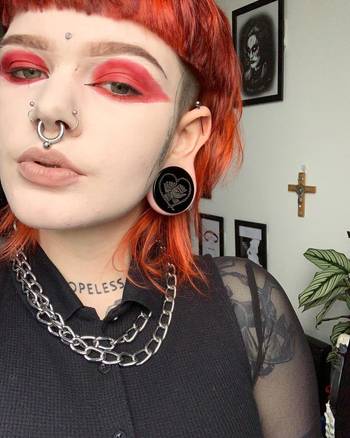 Kitsune Fox Mask Plug / Gauge - Black Glass | Flat Faced Double Flare