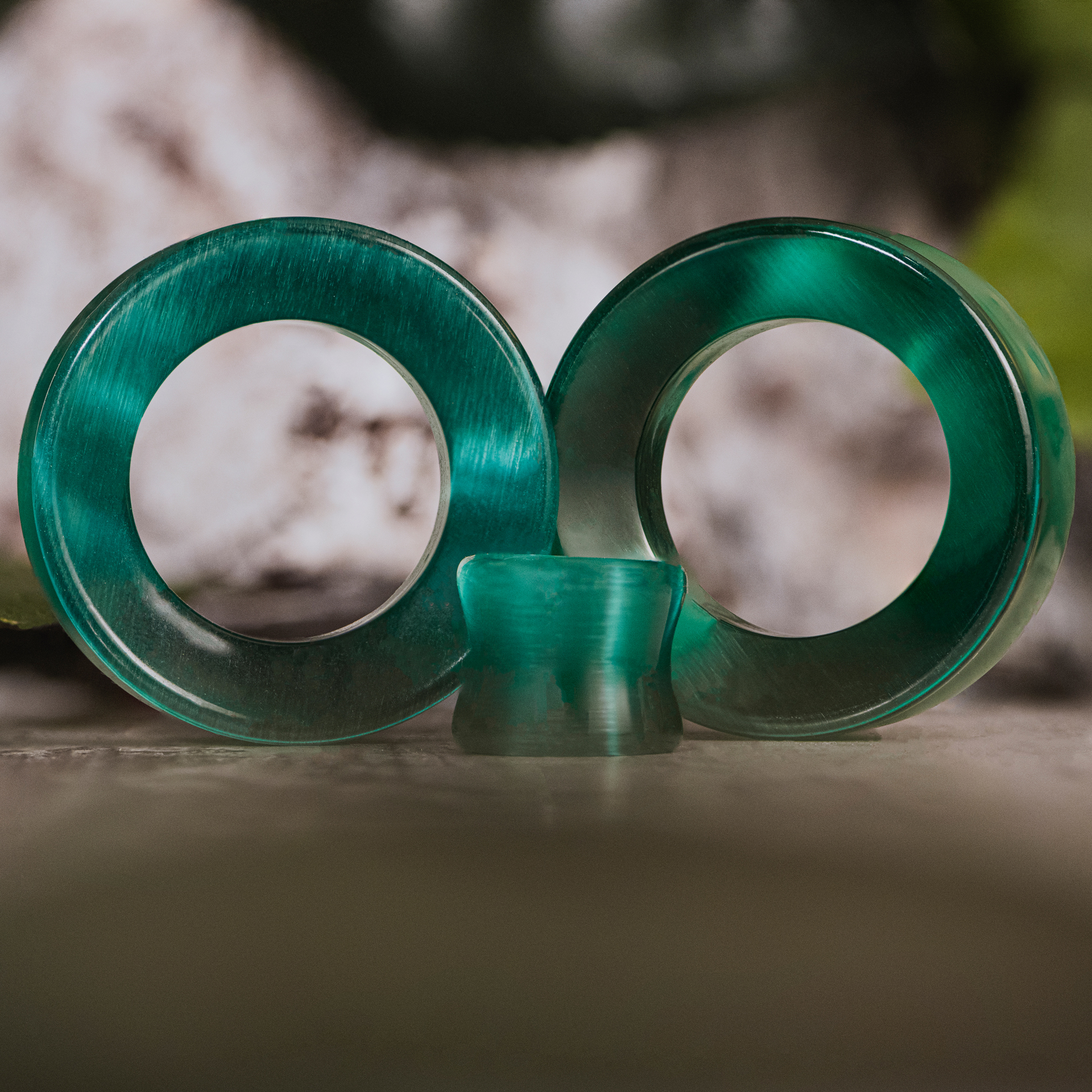 Cool  Green Cats Eye Glass Ear Tunnel