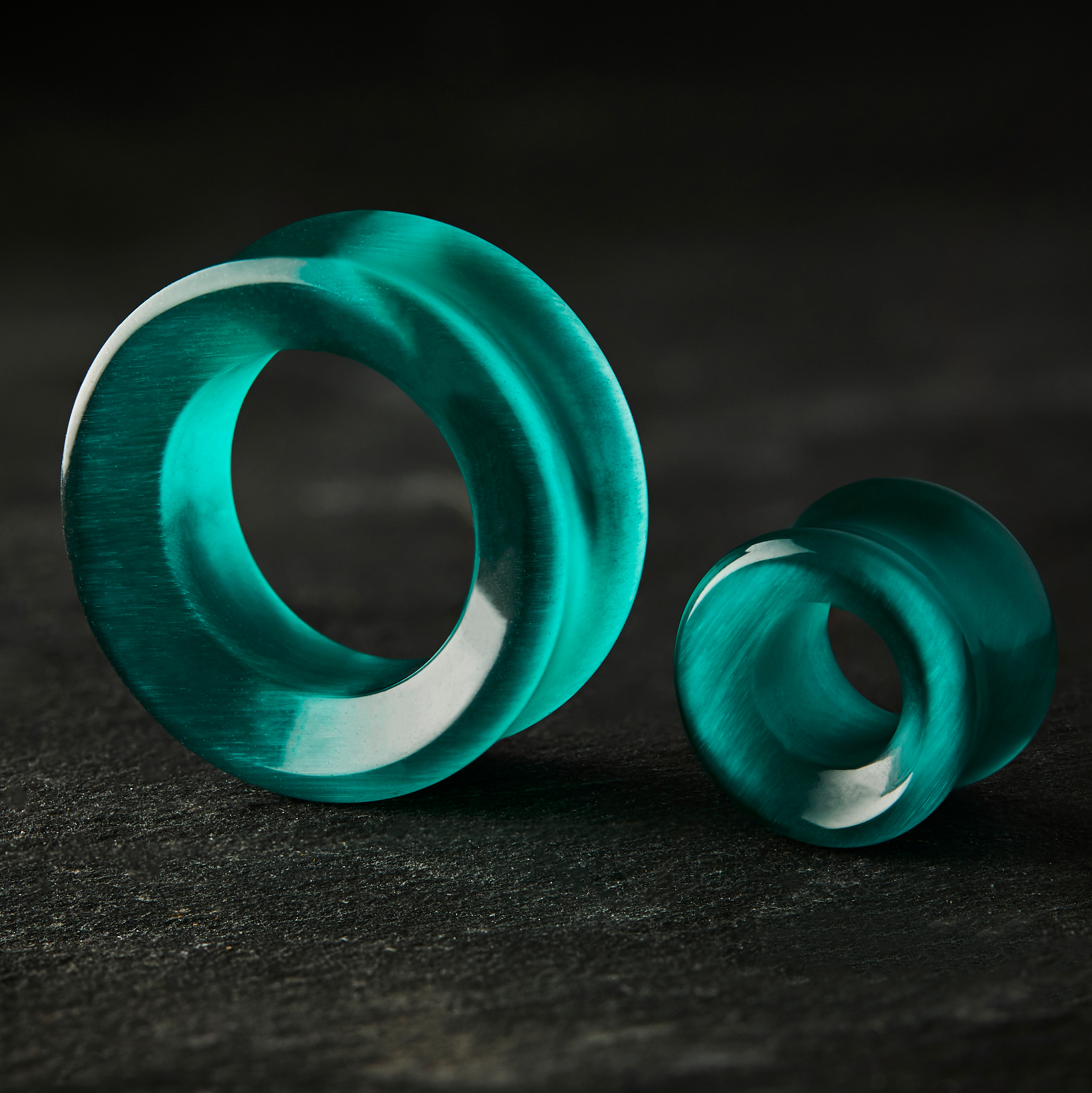Clear  Green Cats Eye Glass Ear Tunnel