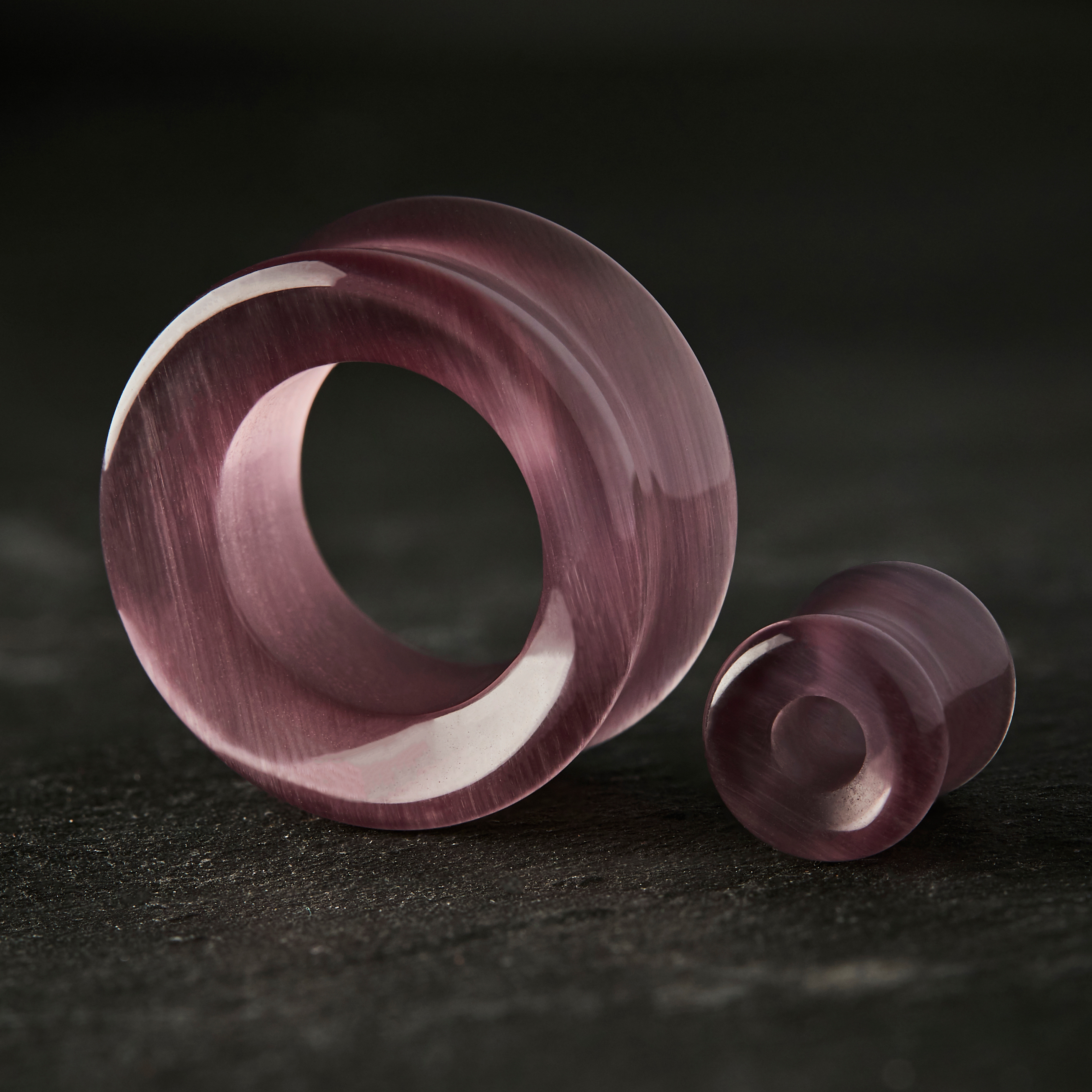 Amazing  Purple Cats Eye Glass Ear Tunnel