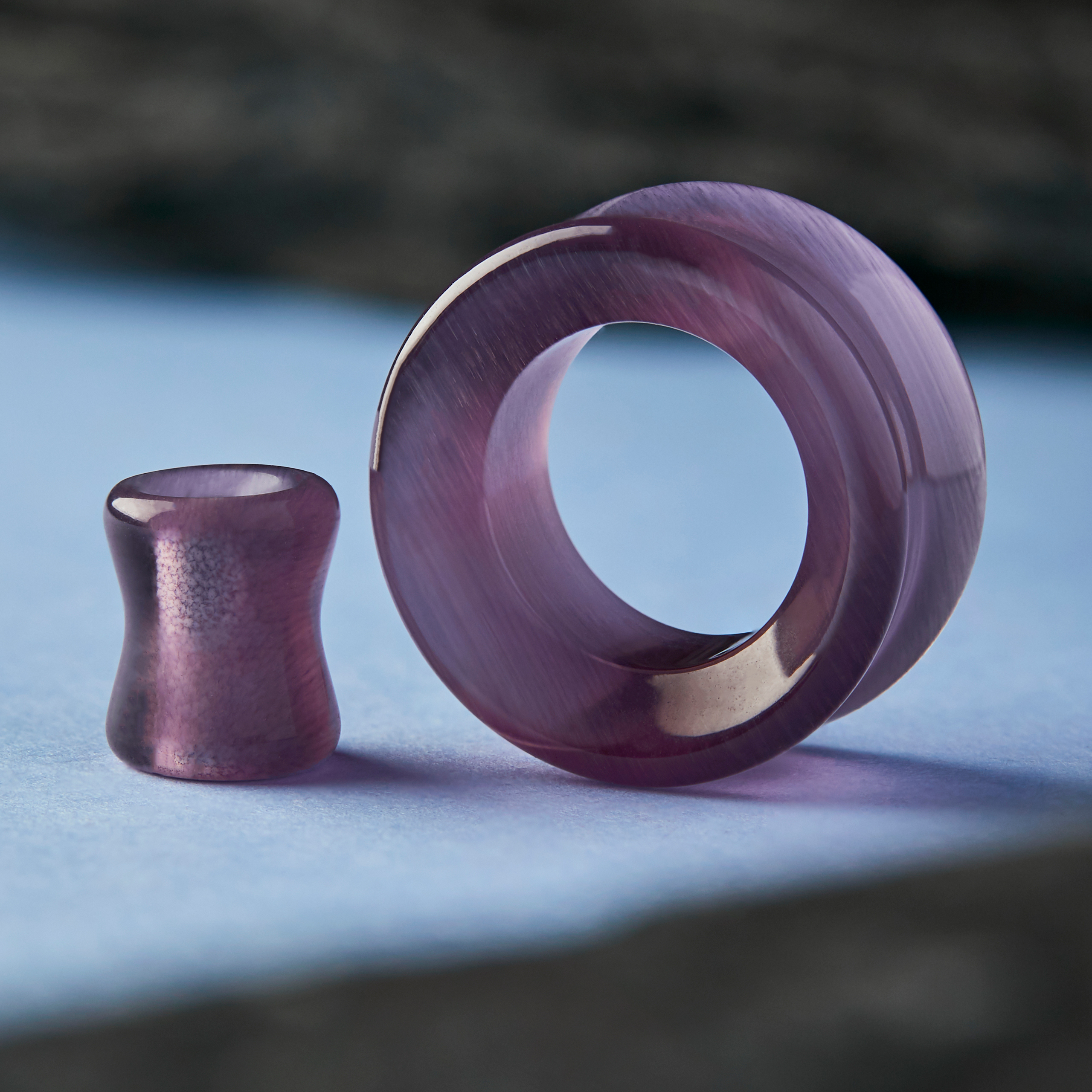 Alternative  Purple Cats Eye Glass Ear Tunnel