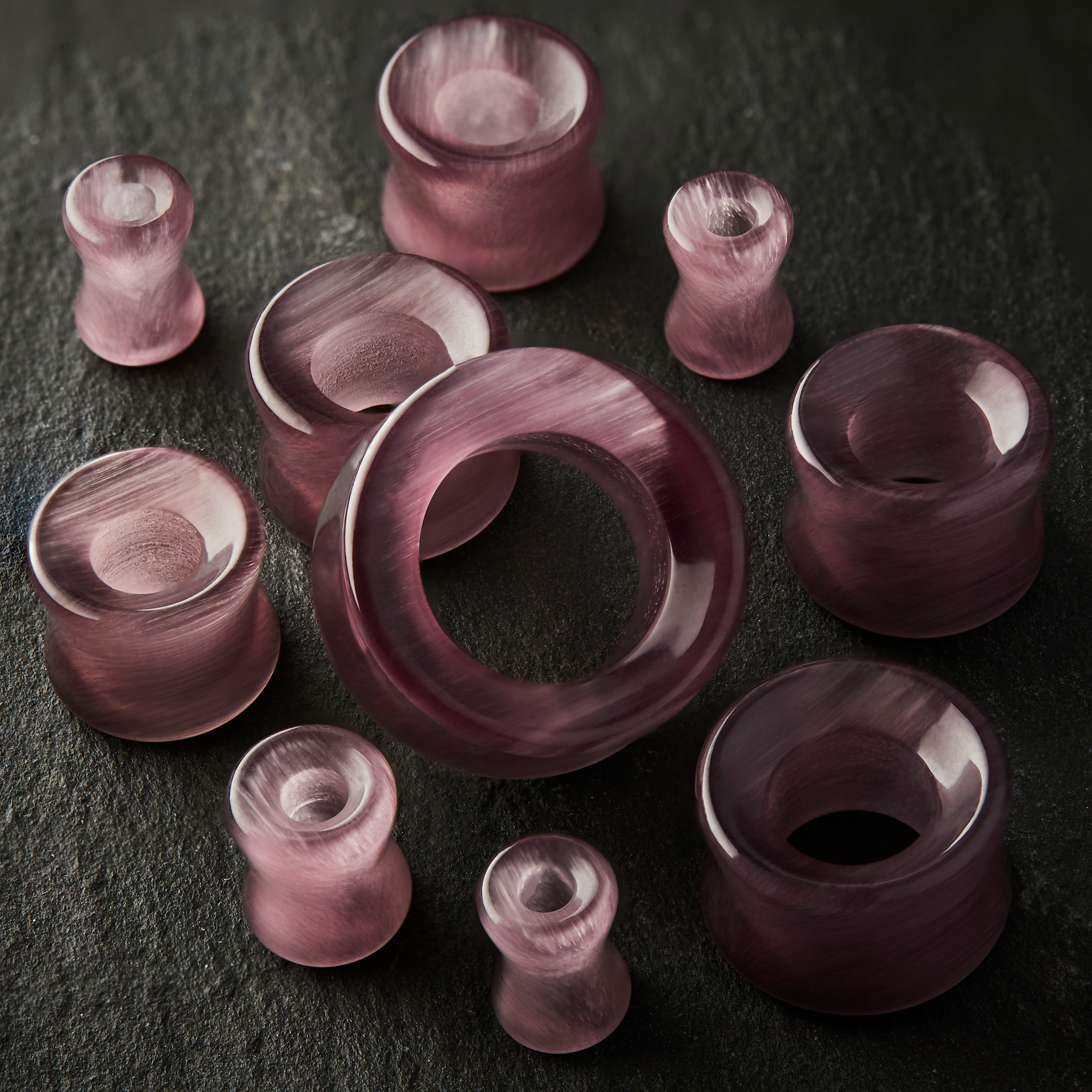 Unique  Purple Cats Eye Glass Ear Tunnel