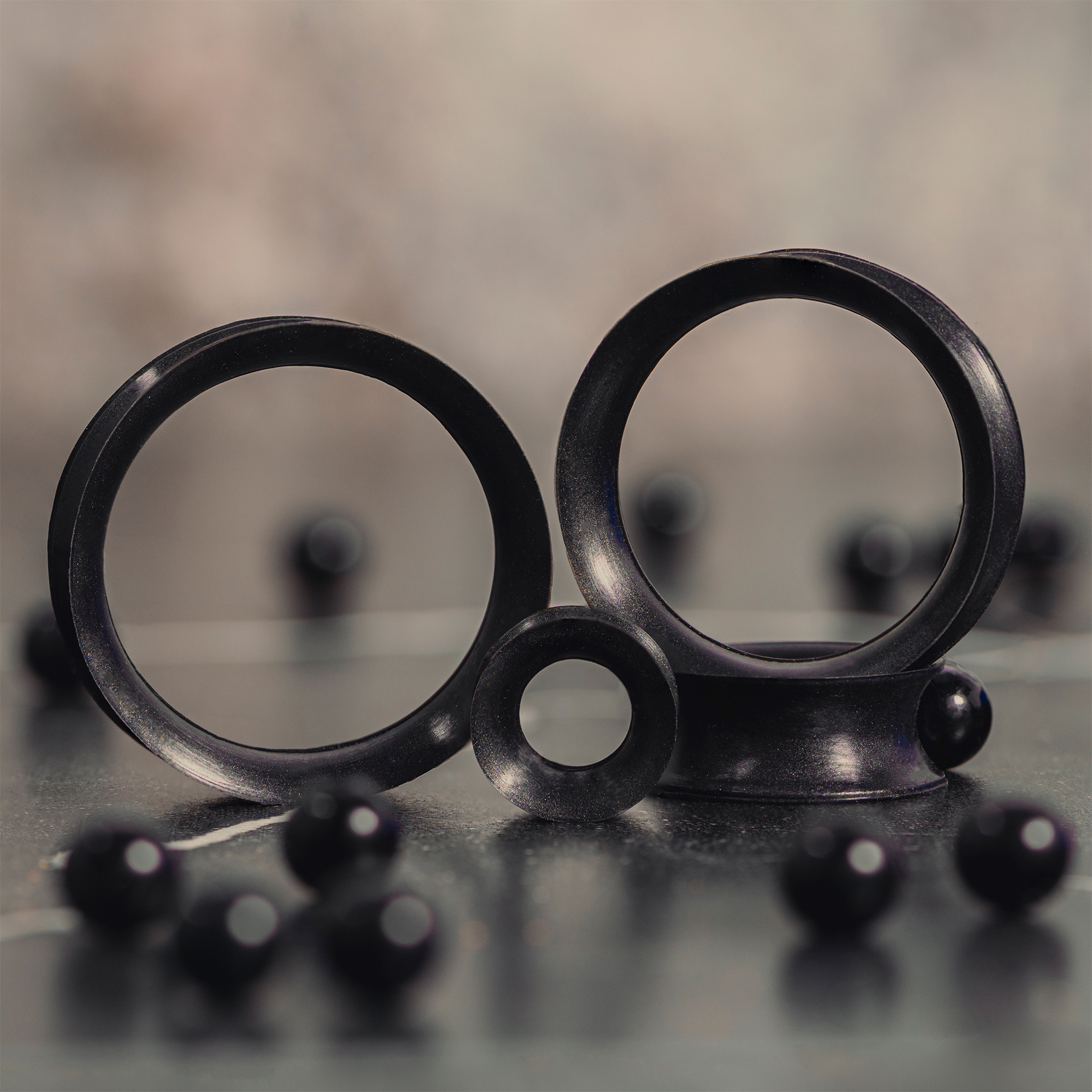 large  Black Eyelet Silicone Ear Tunnel