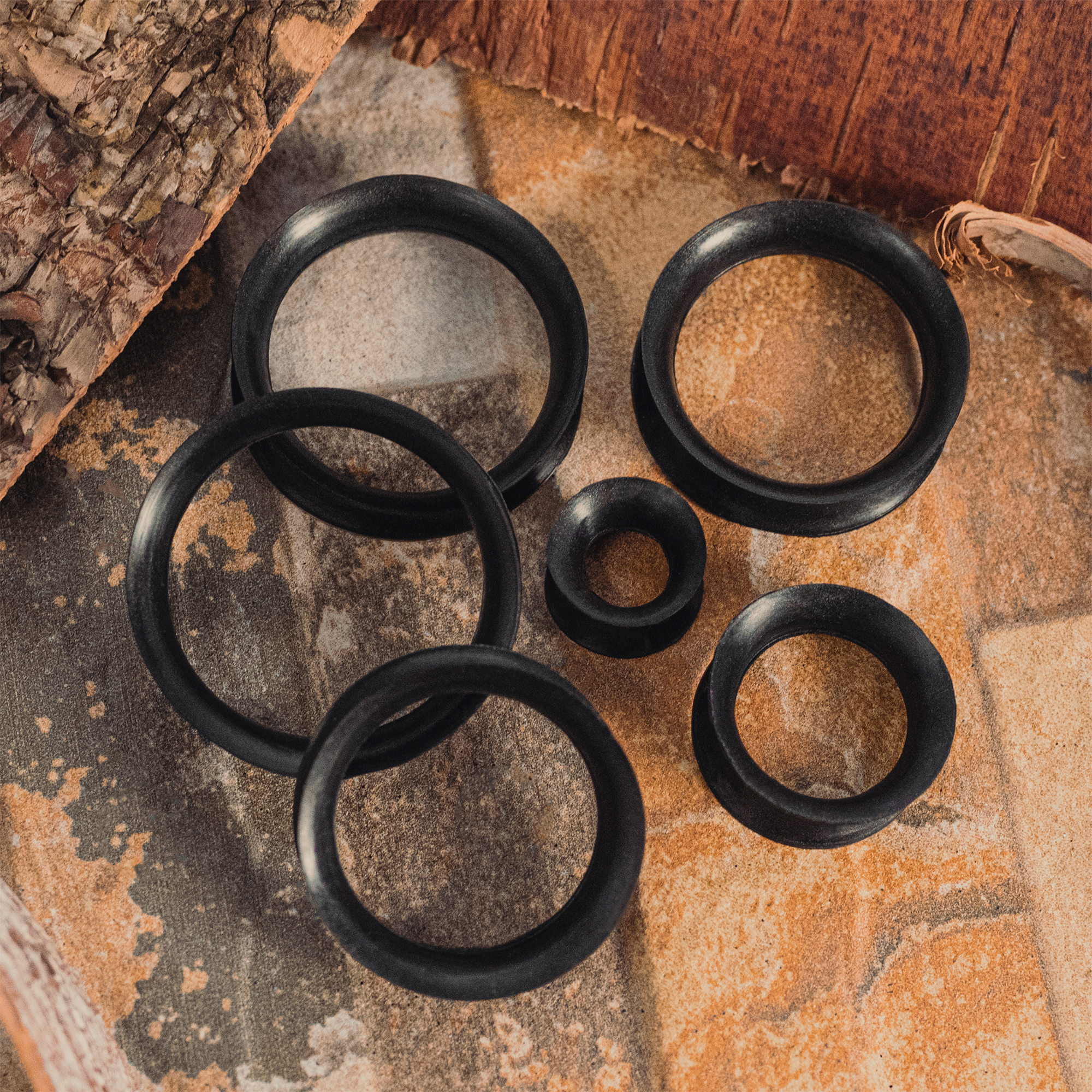 classic  Black Eyelet Silicone Ear Tunnel