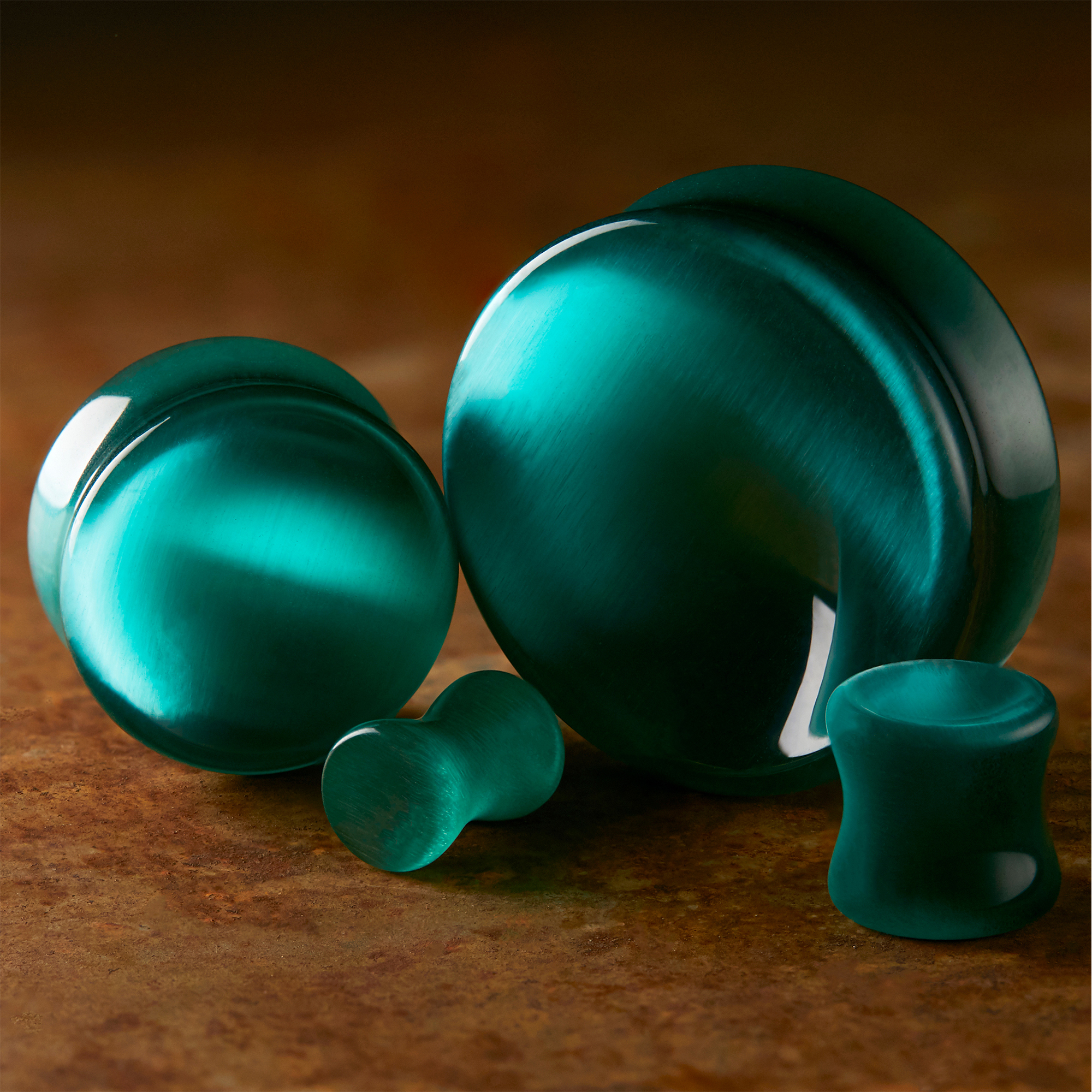 Cute  Green Cats Eye Glass Plug Stretched Ears Jewellery / Gauge