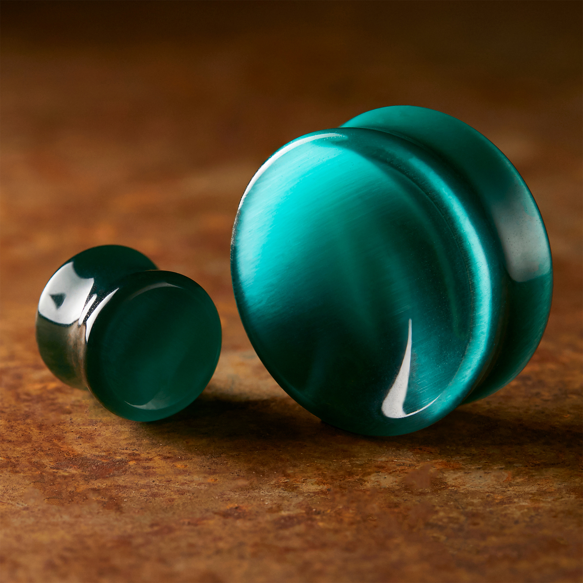 Awesome  Green Cats Eye Glass Plug Stretched Ears Jewellery / Gauge