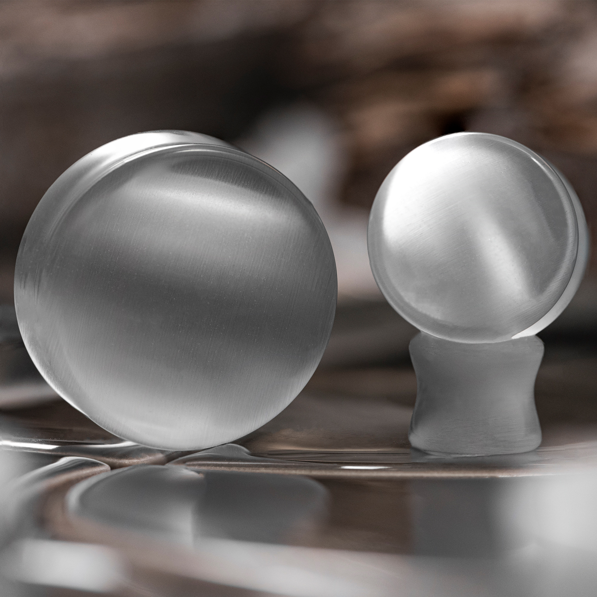Shiny  Grey Cats Eye Glass Plug / Gauge