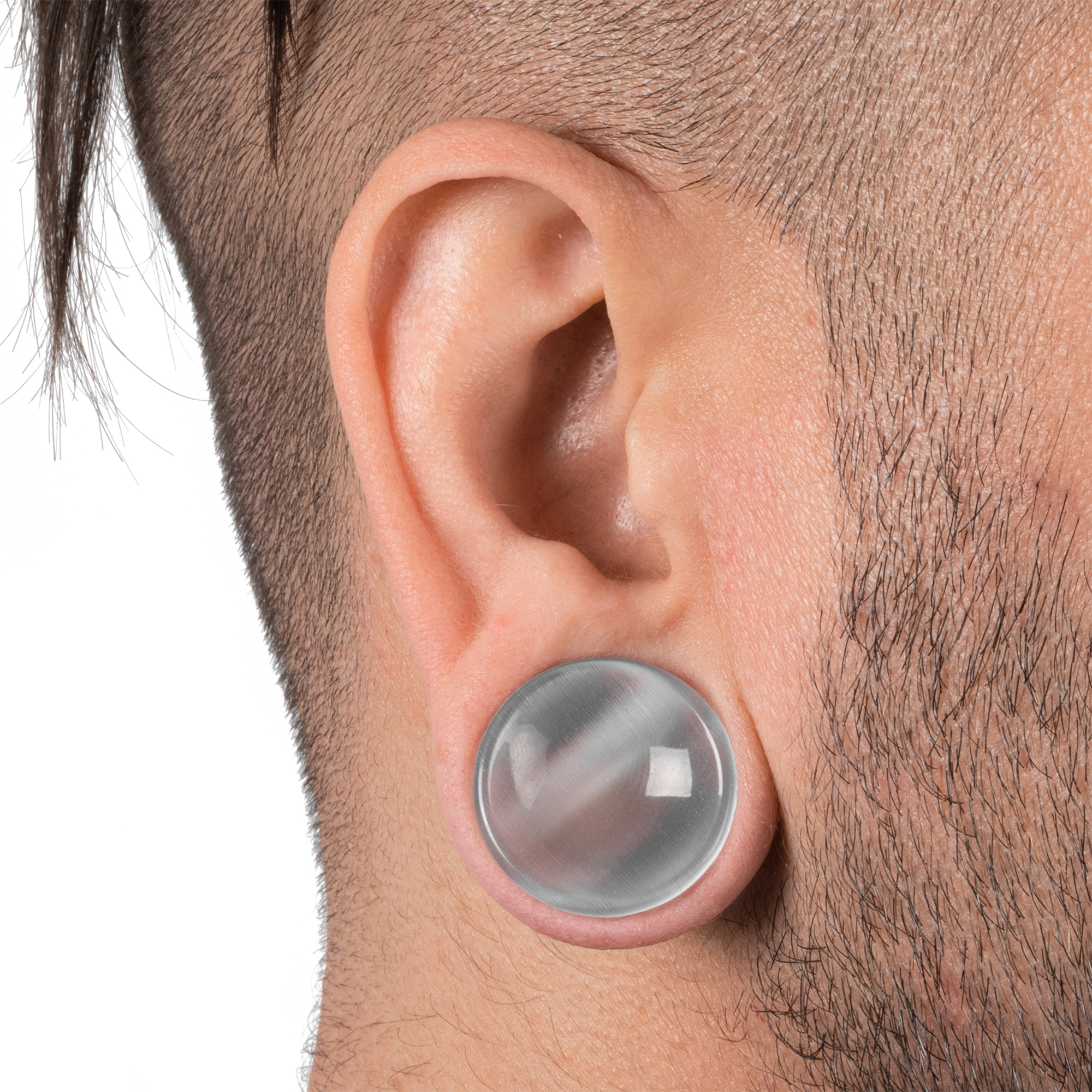 cool  Grey Cats Eye Glass Plug / Gauge