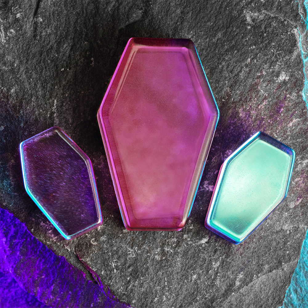 Occult  Iridescent Purple Coffin  Glass Plug / Gauge
