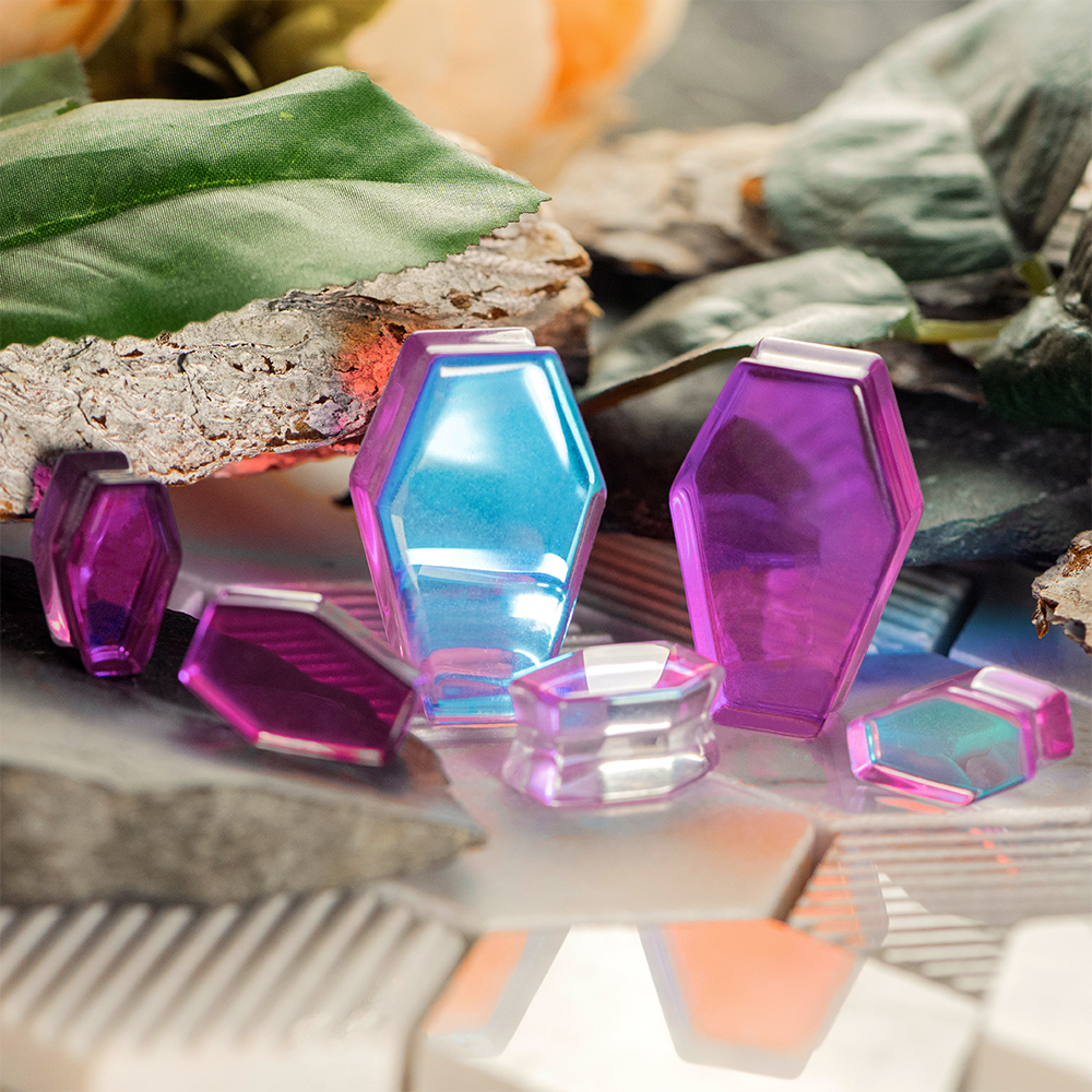 girly  Iridescent Purple Coffin  Glass Plug / Gauge