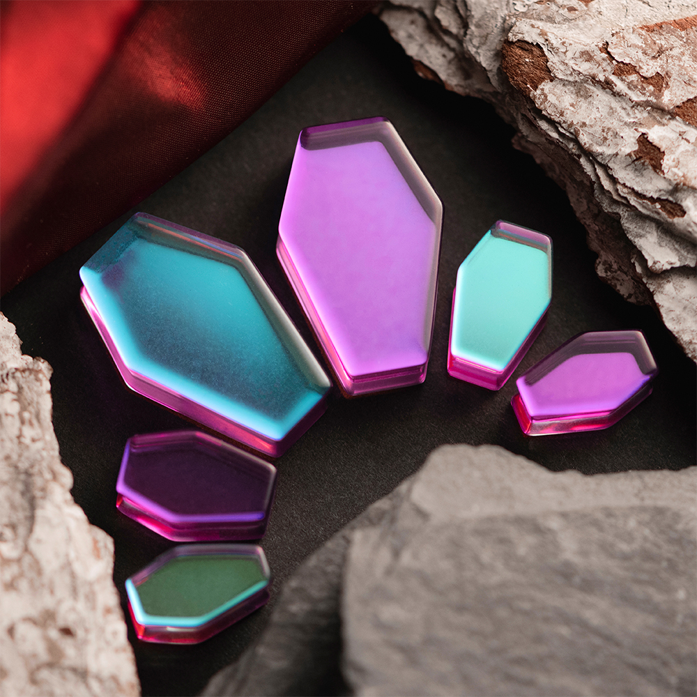 witchy  Iridescent Purple Coffin  Glass Plug / Gauge