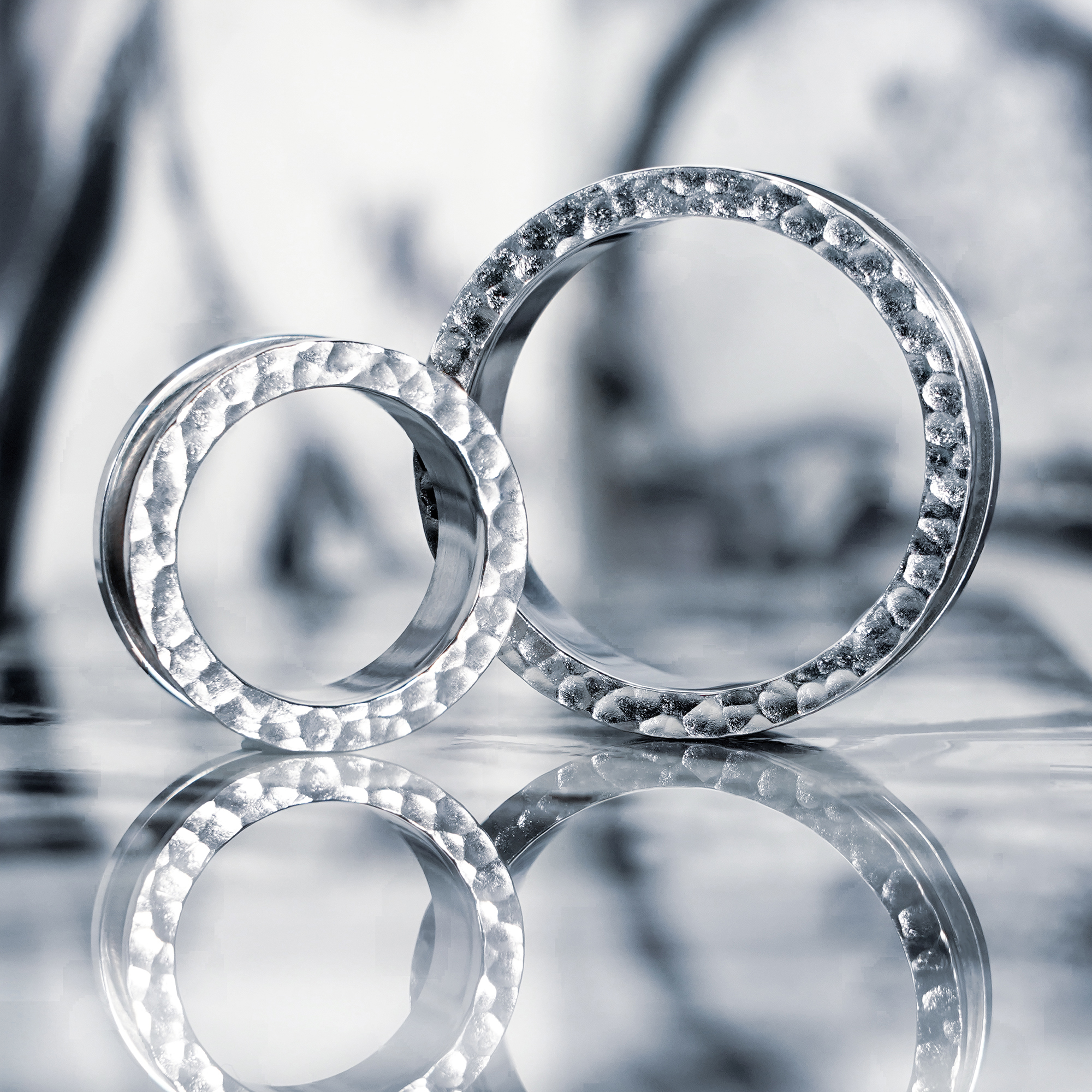 Gothic  Hammered Silver Screwback Stainless Steel Tunnel