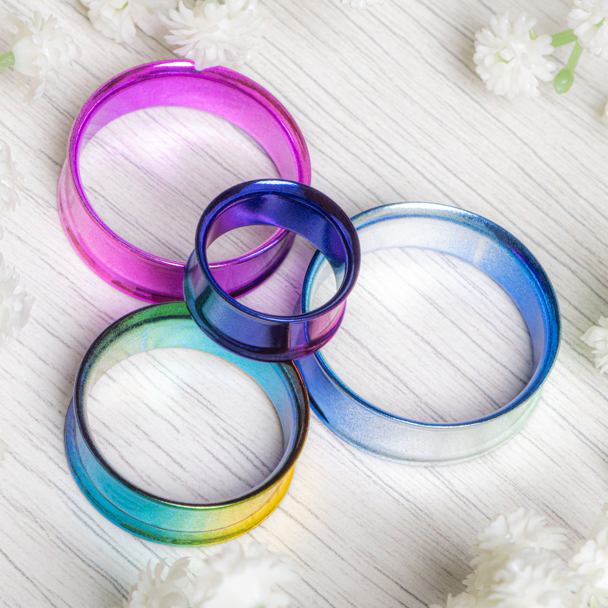 colourful pretty  Anodised Pink Acrylic Double Flared Tunnel / Plug / Gauge