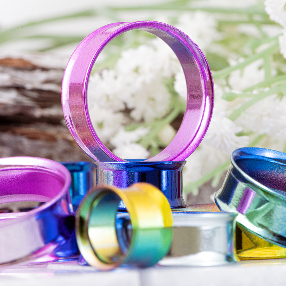 Pastel hippie  Anodised Pink Acrylic Double Flared Tunnel / Plug / Gauge