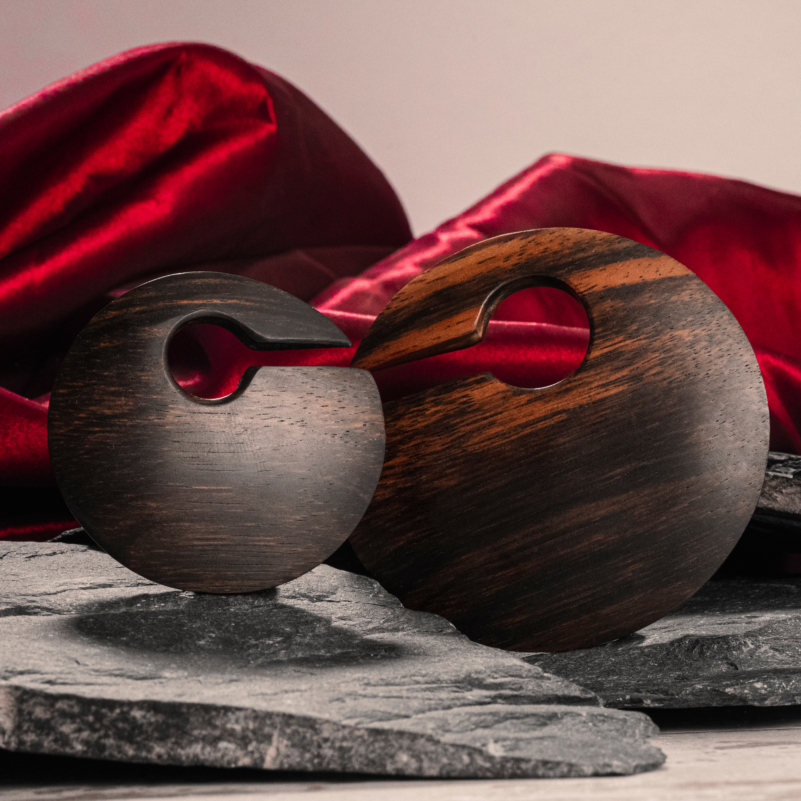 Ebony - Offset Keyhole Wooden Ear Weights (Pair) Ebony - Offset Keyhole Wooden Ear Weights (Pair)