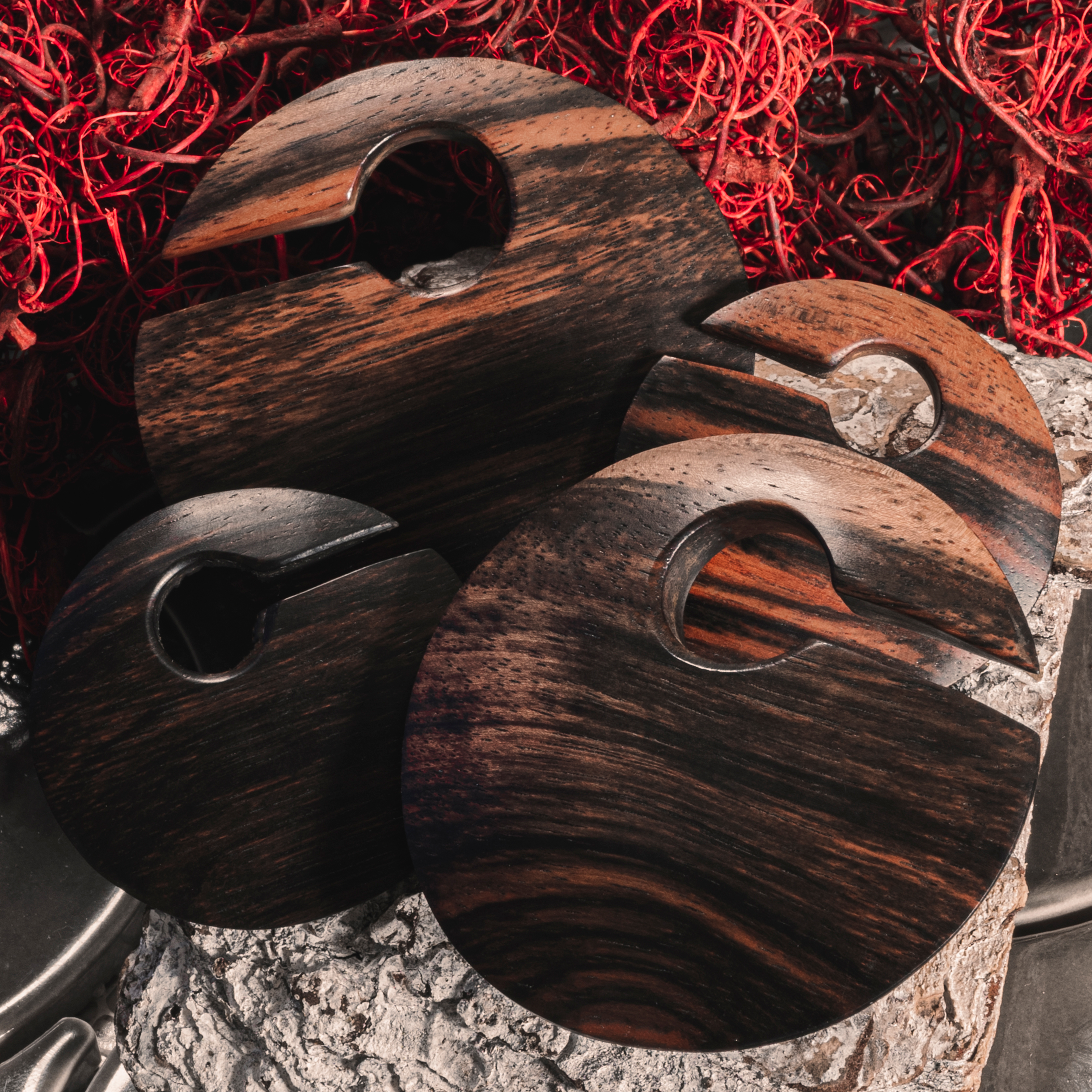 Ebony - Offset Keyhole Wooden Ear Weights (Pair) Ebony - Offset Keyhole Wooden Ear Weights (Pair)