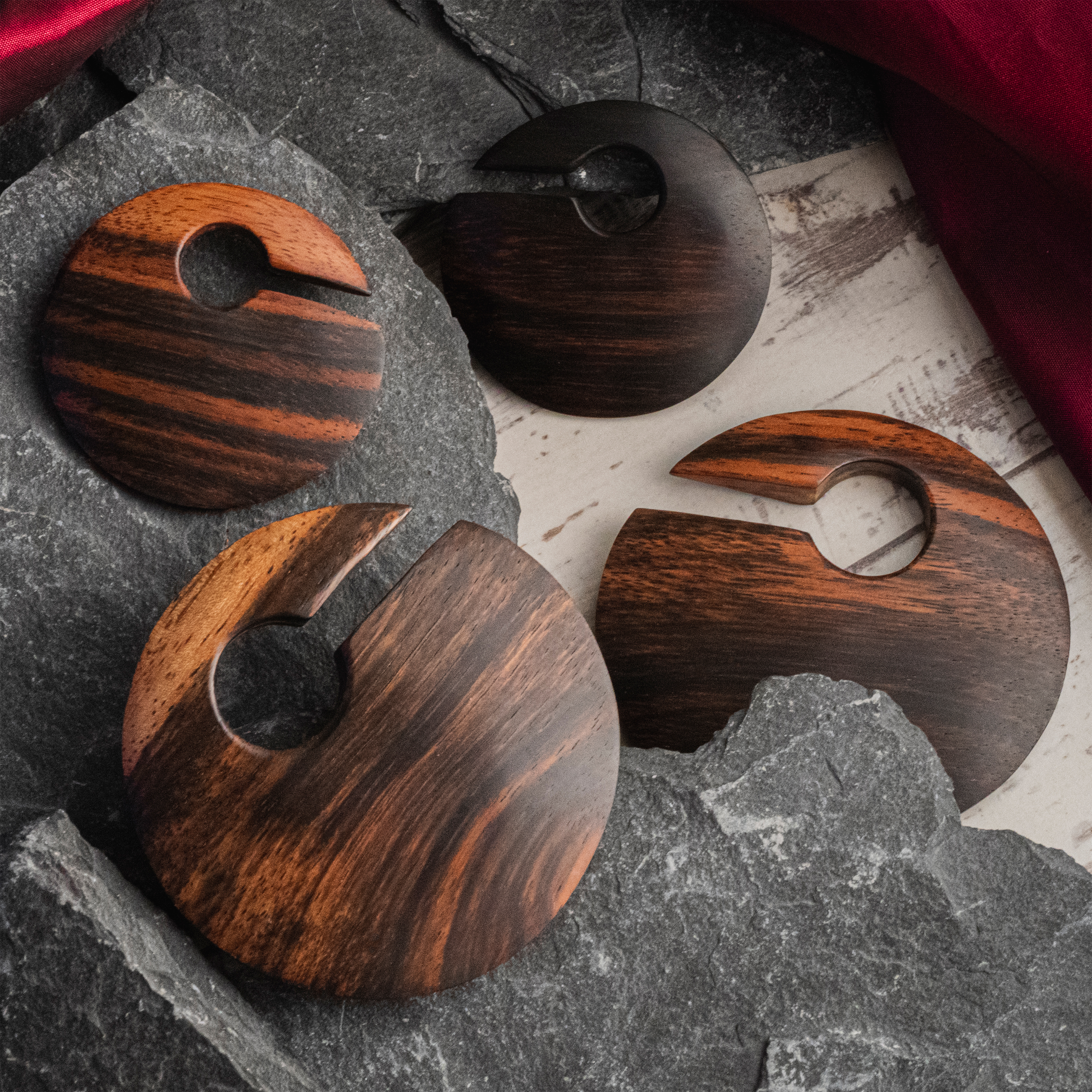 Ebony - Offset Keyhole Wooden Ear Weights (Pair) Ebony - Offset Keyhole Wooden Ear Weights (Pair)