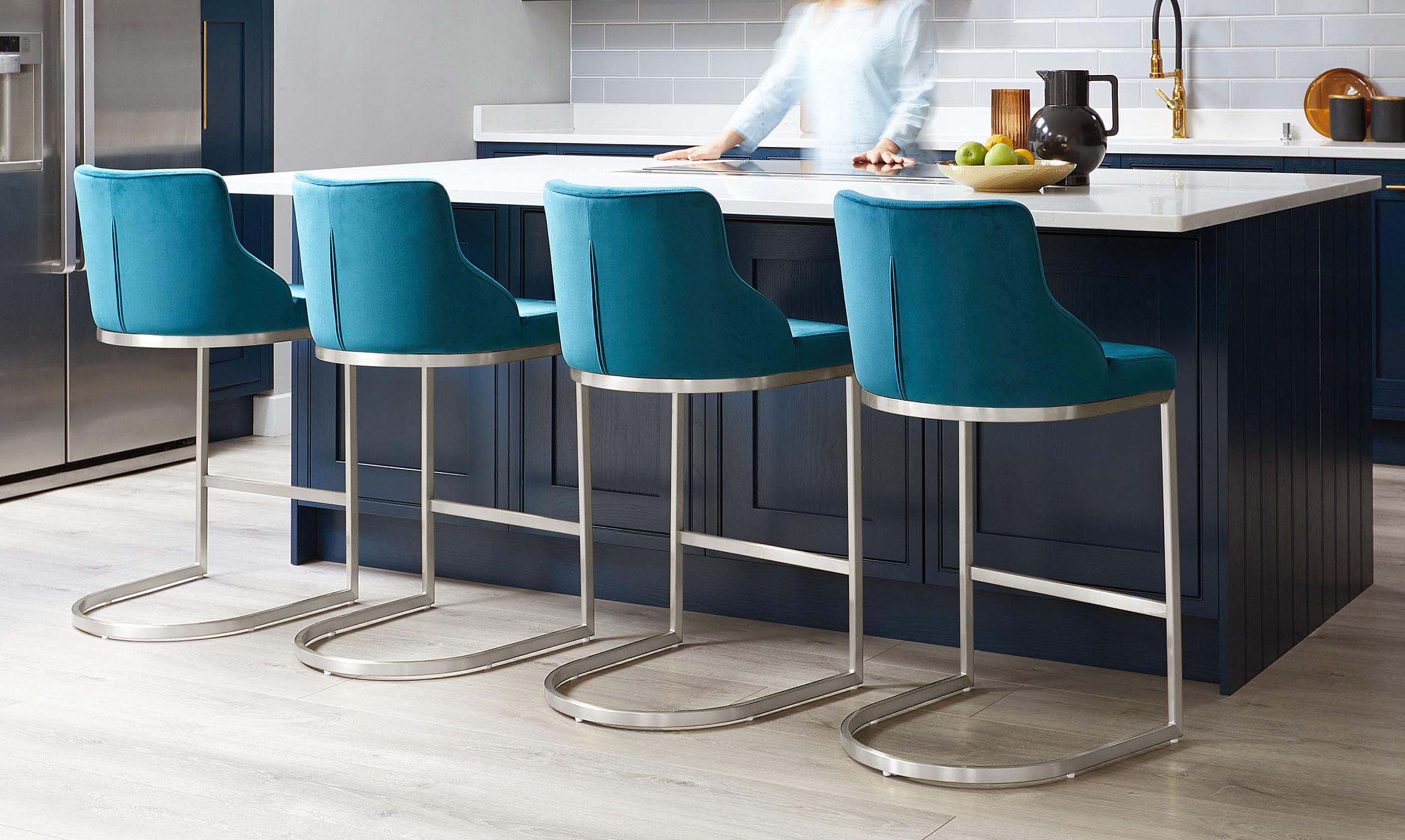 teal espresso bar stools kitchen