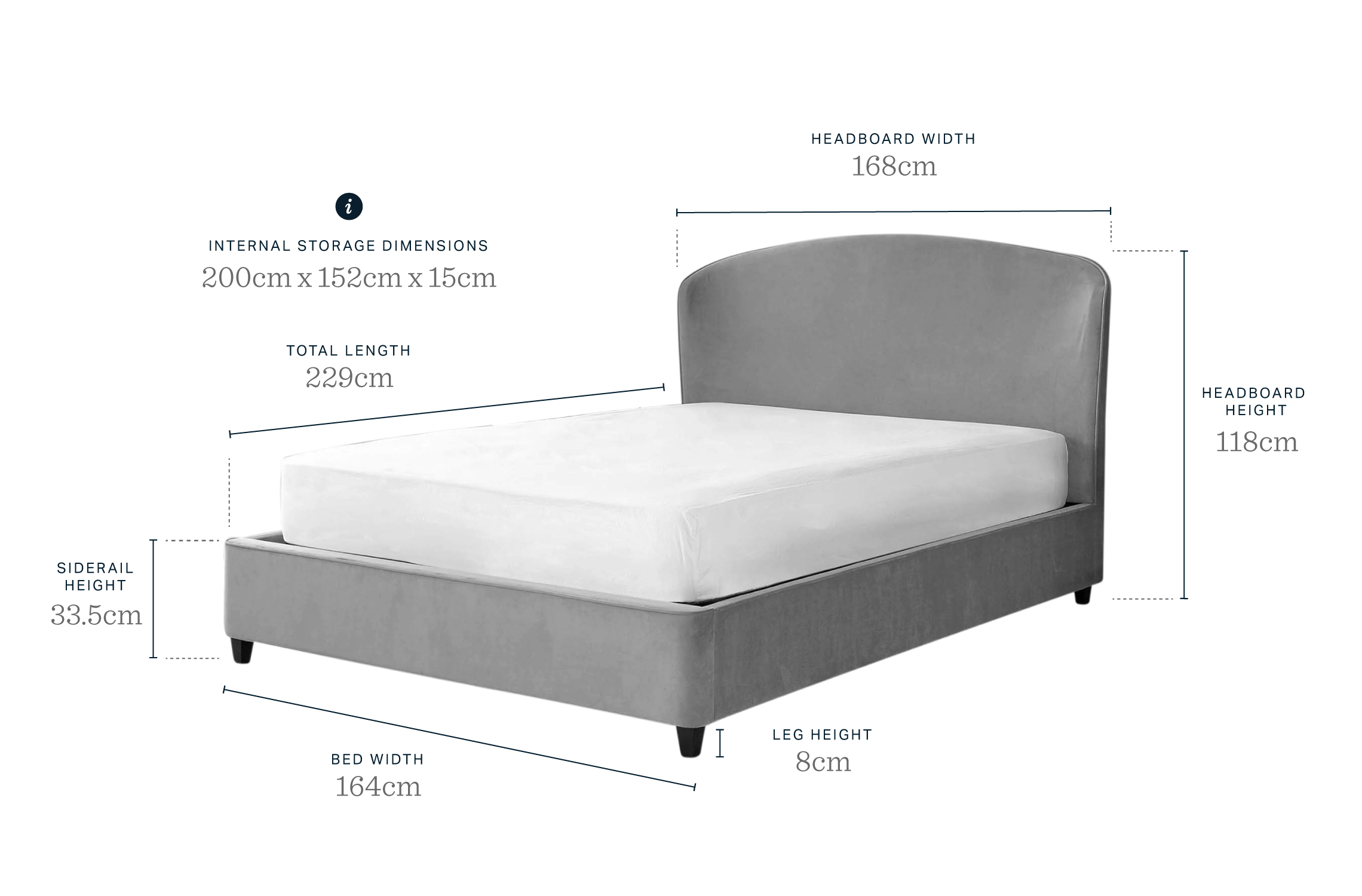 Velvet King Size Bed with Storage Bedroom by