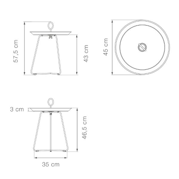 Eyelet Tray Table 45(CM) - Black Small dimensions mobile