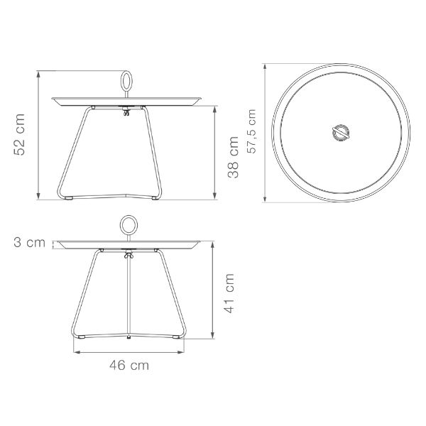 Eyelet Tray Table 60(CM) - White Medium dimensions mobile