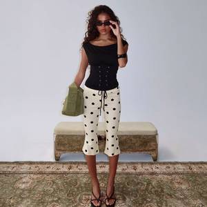 Renaissance Corset Lace Top White Polka Dot