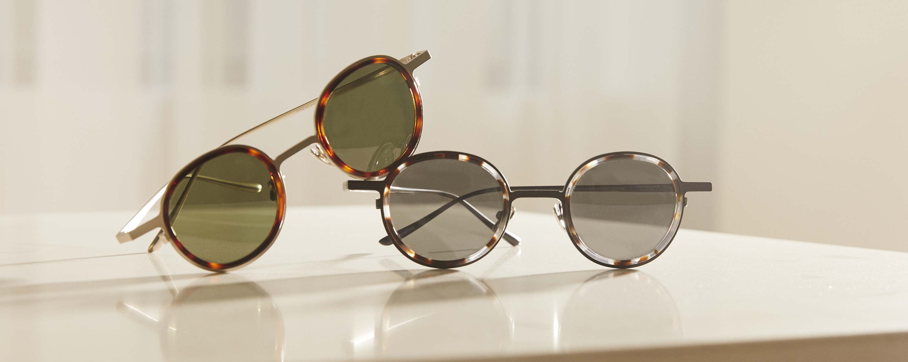 Photo Details of Arthur Sun Brown Marble & Mat Gold Sun Glasses in a room
