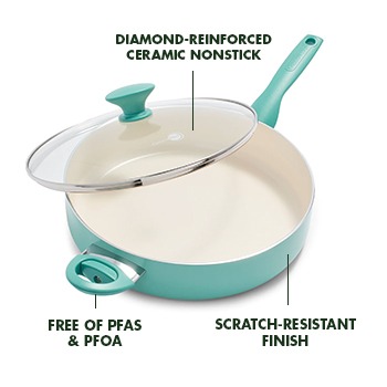 GreenPan Rio Ceramic Nonstick Covered 5Qt Saute Pan w/ Helper Handle Black  CC002637-001 - Best Buy