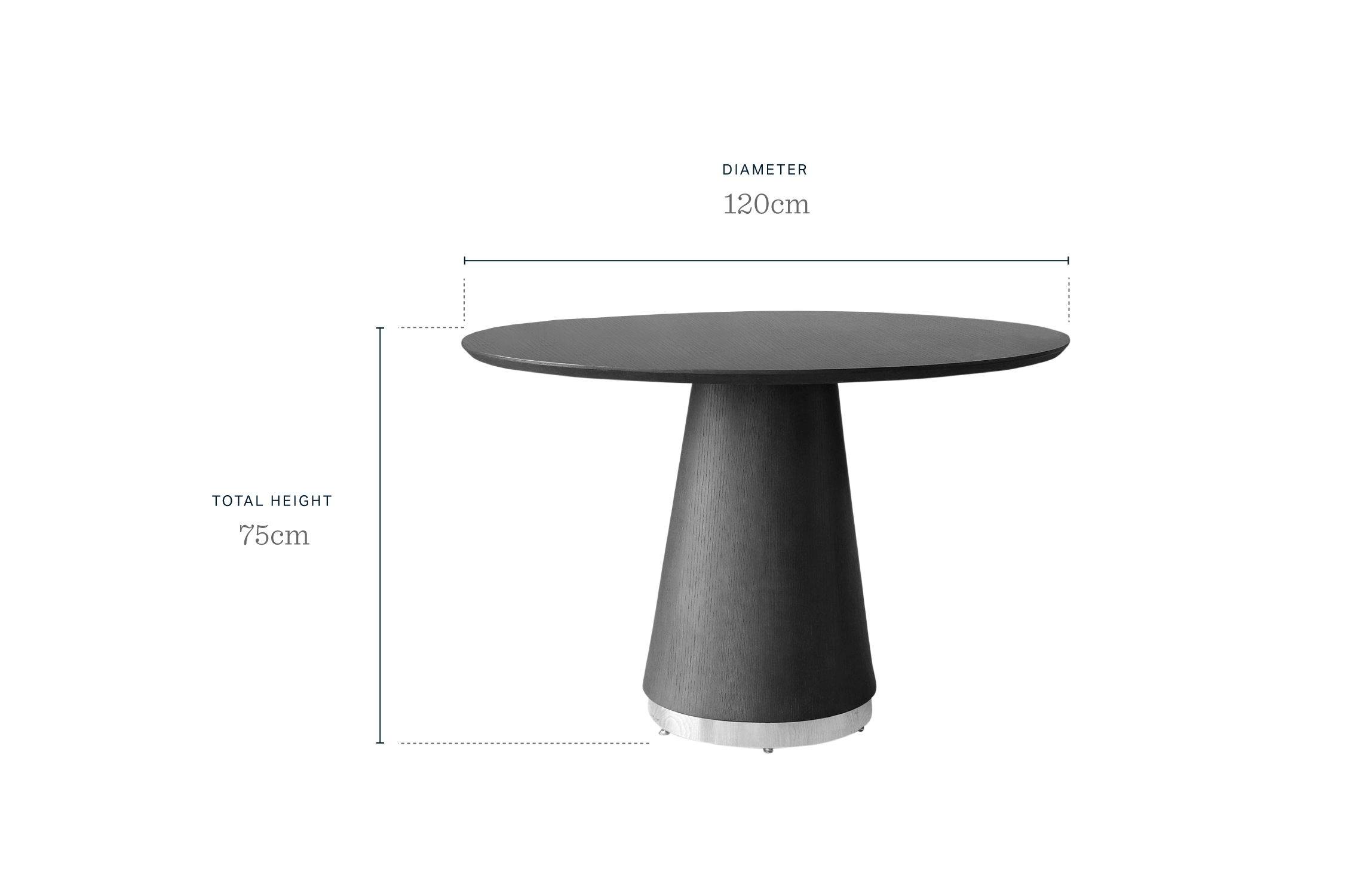 Nolan Dark Oak And Chrome Round 4 Seater Dining Table by