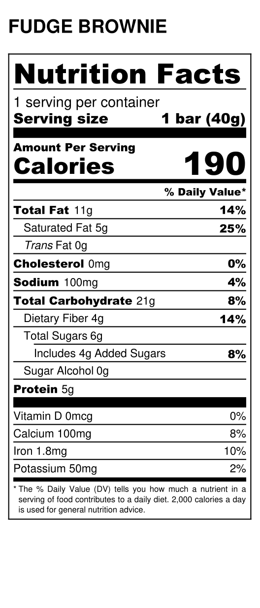 Fudge Brownieingredient label