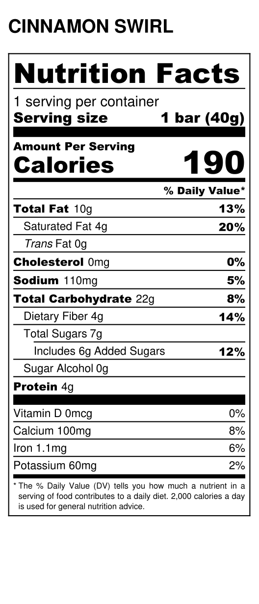 Cinnamon Swirlingredient label