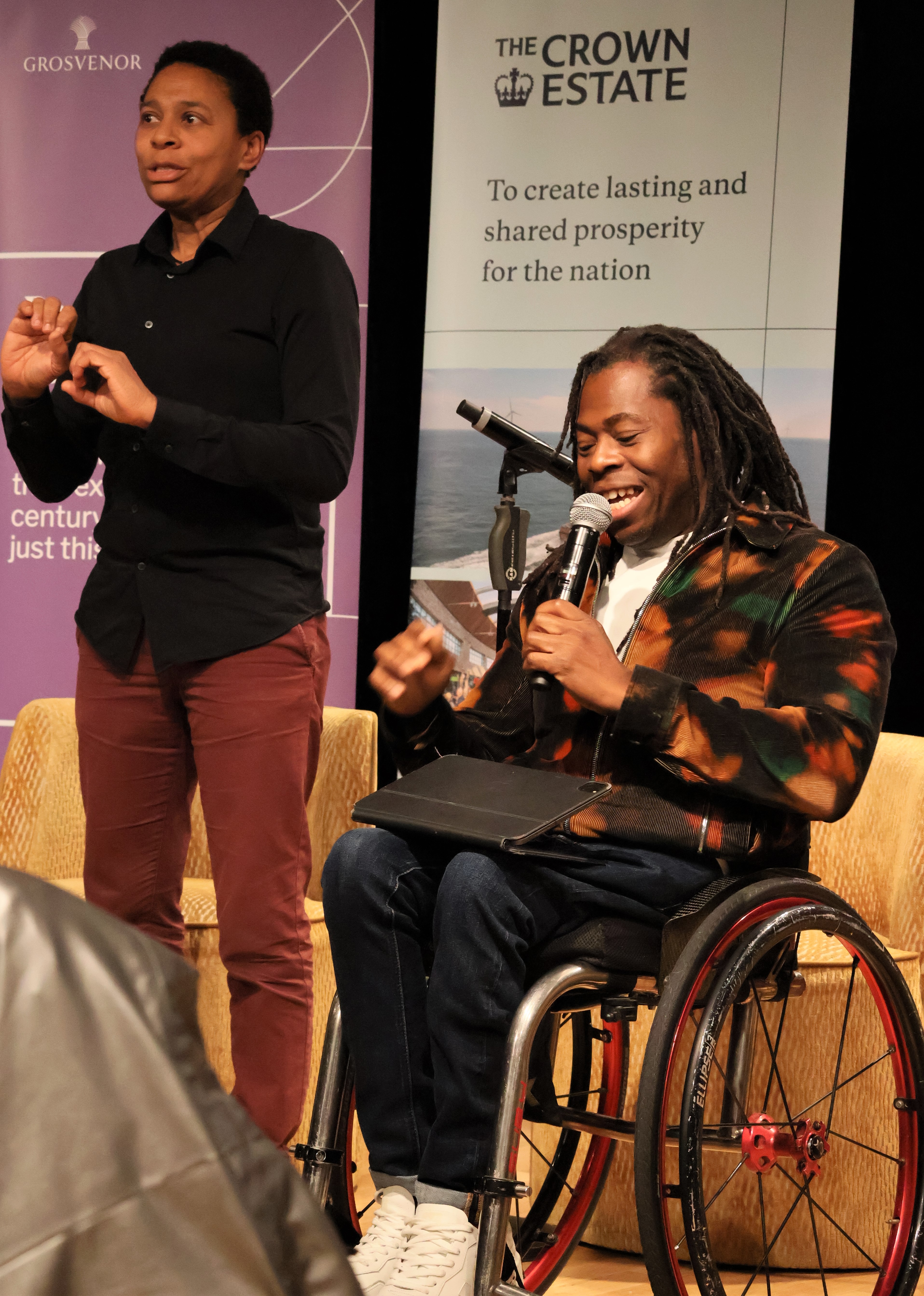 Ade Adepitan delivering keynote speech at Inclusive Spaces and Places launch