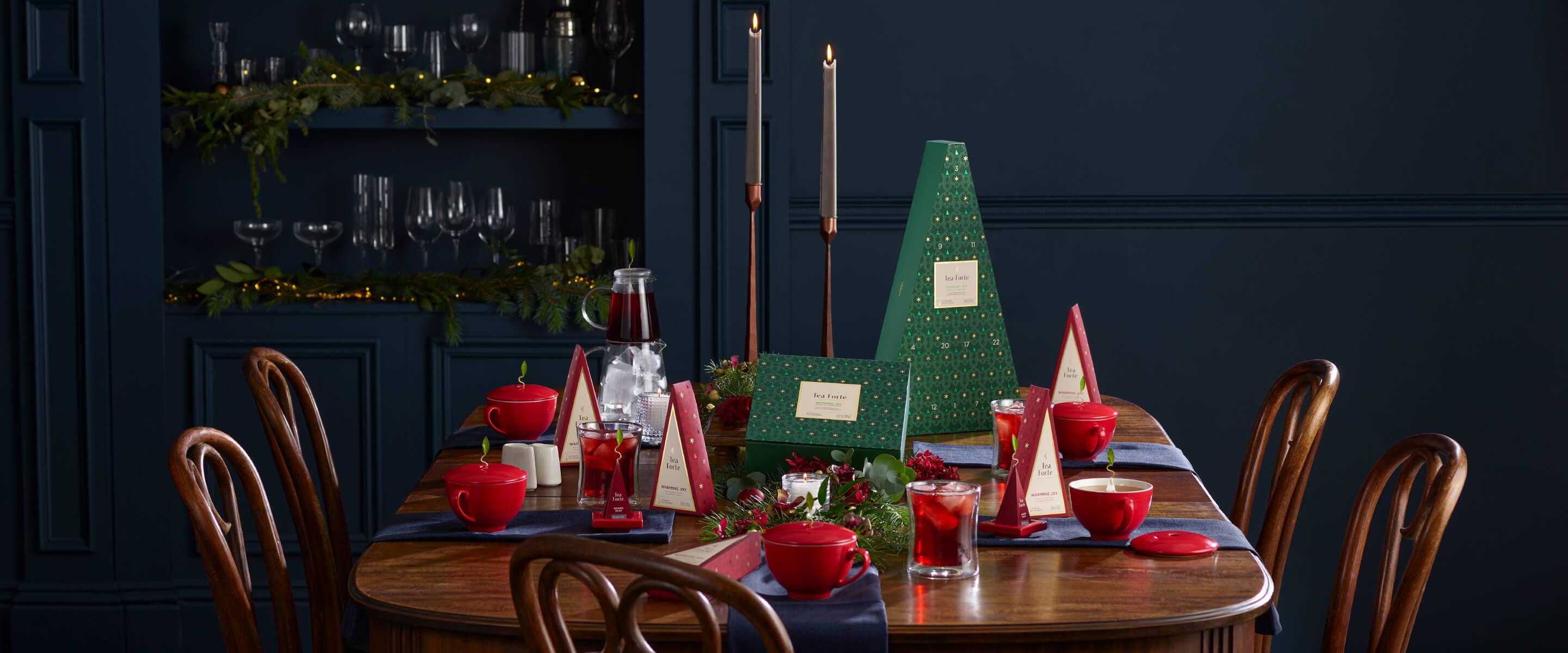Warming Joy on a dining table ready for a dinner party.
