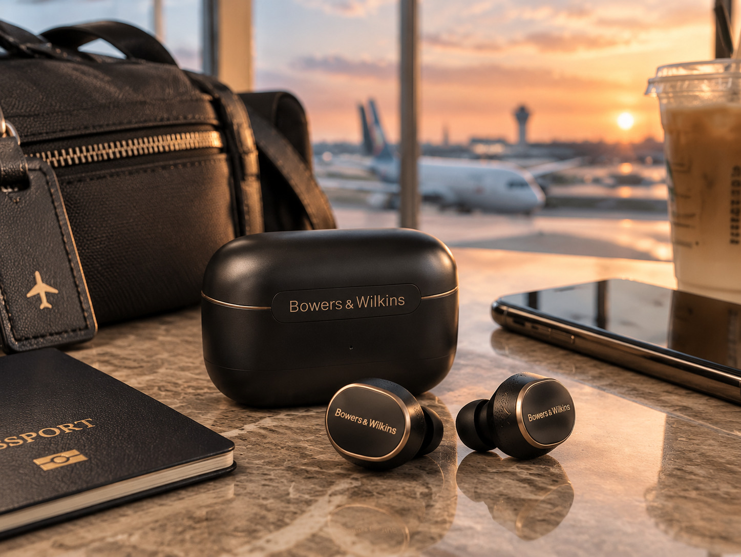 Premium ANC earbuds with charging case designed for flights, commuting and long-distance travel