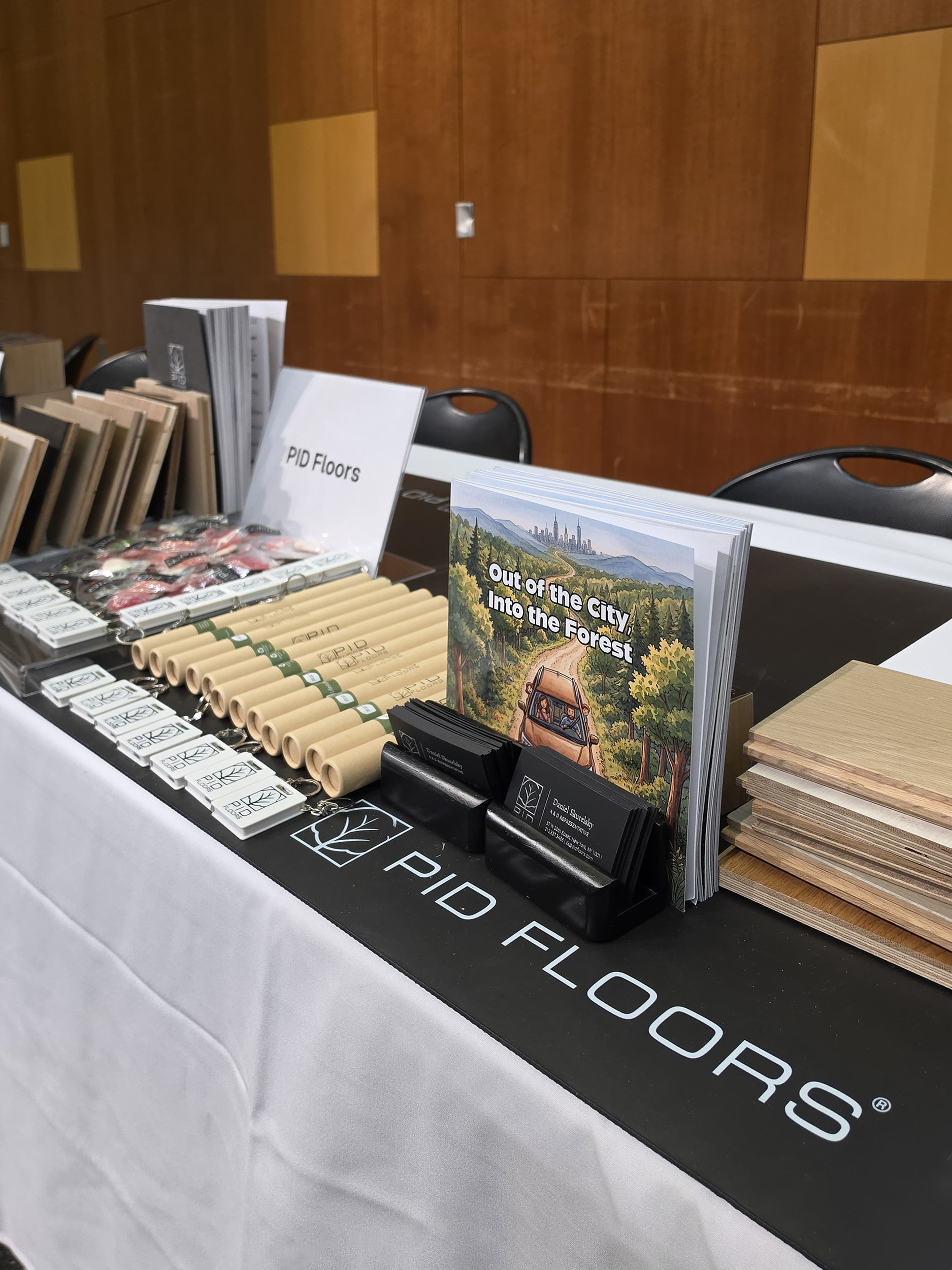 FIT students connecting with PID Floors about careers in luxury hardwood flooring and interior design in NYC