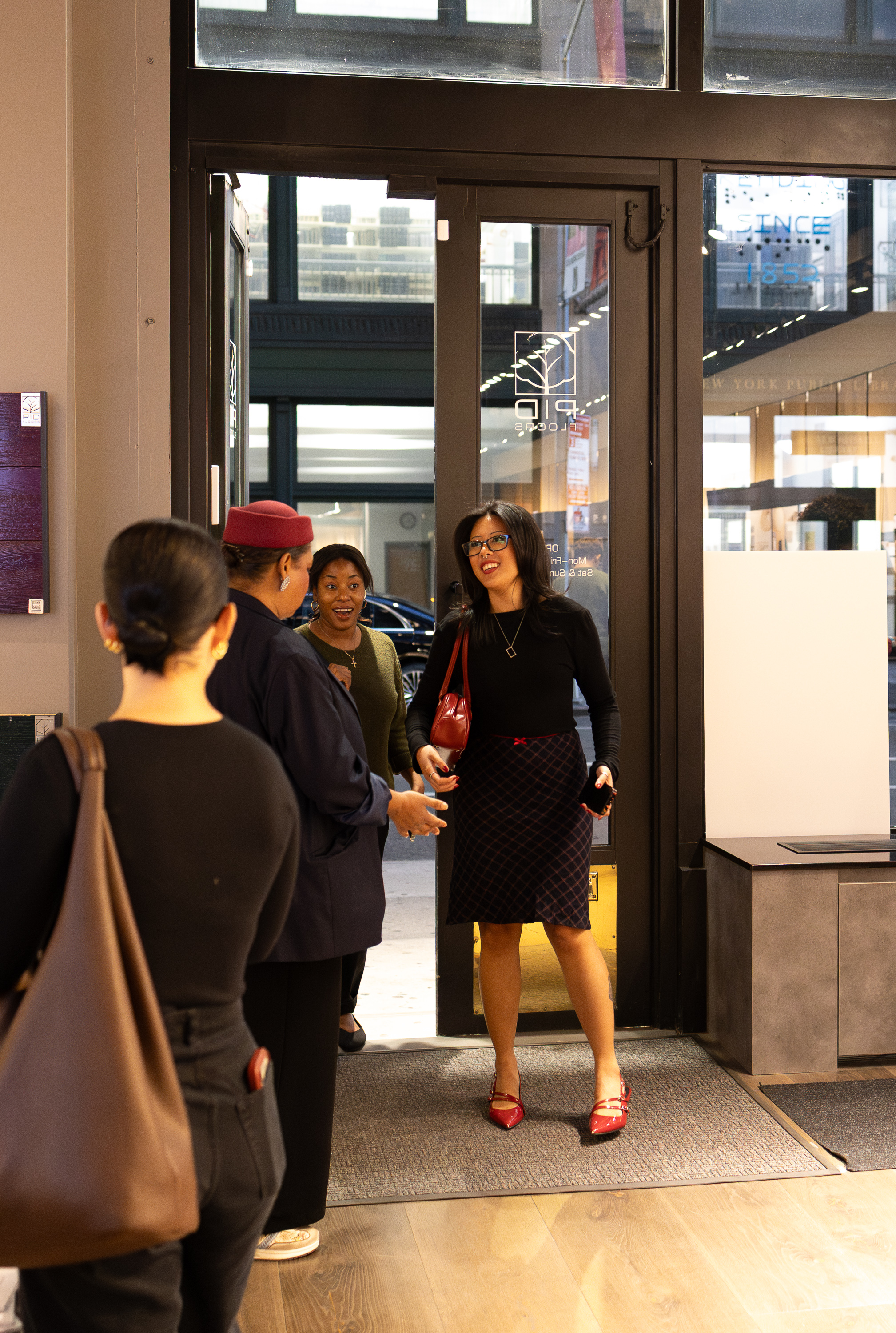 Luxury hardwood flooring displays at the PID Floors NYC design showroom event