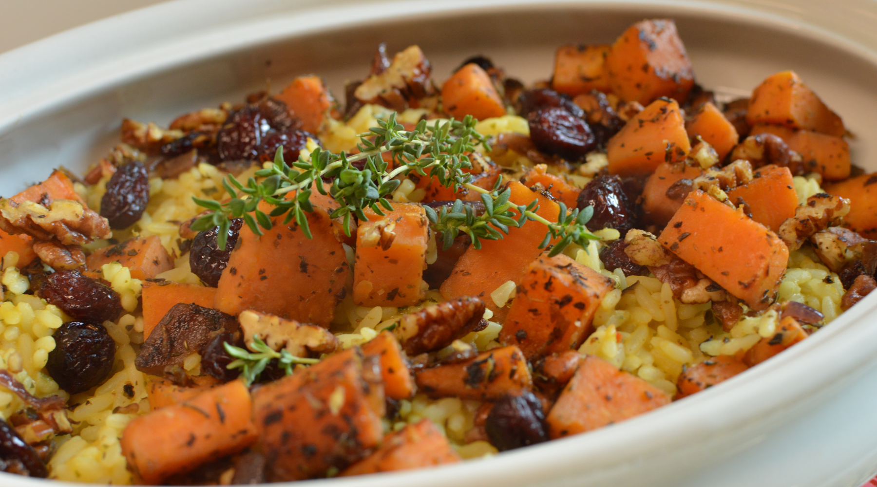 CRANBERRY PECAN AND SWEET POTATO PILAF
