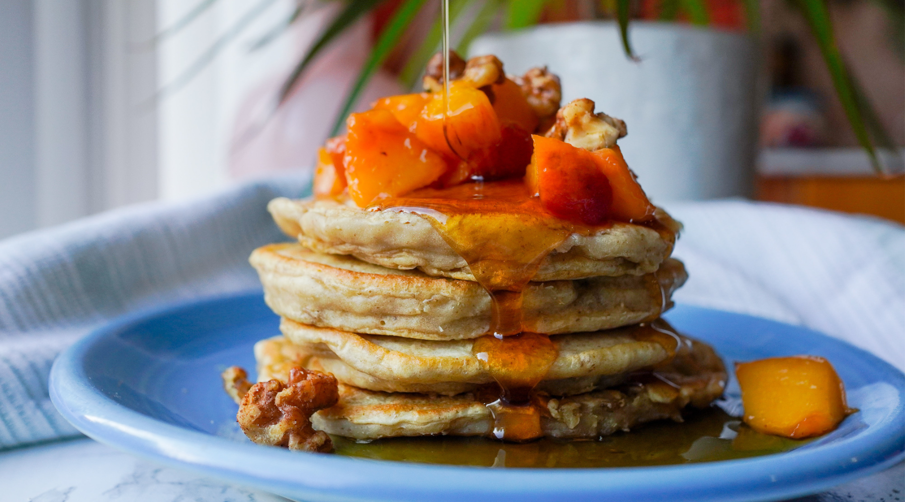 PEACH COBBLER SOURDOUGH PANCAKES