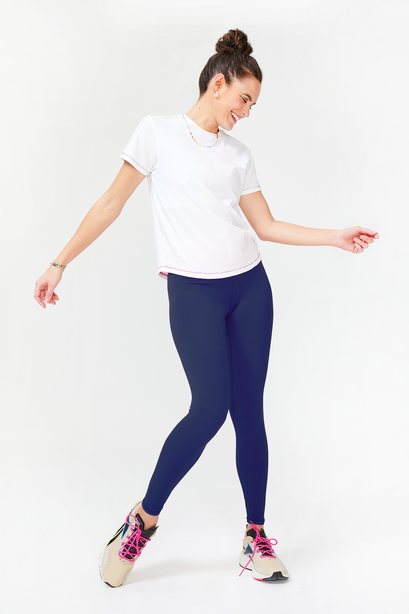Ultra Stretch Rib Leggings with side pocket, Medium Blue